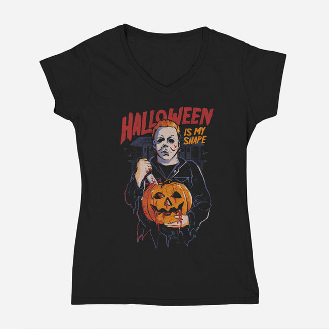 Halloween Is My Shape-Womens-V-Neck-Tee-eduely