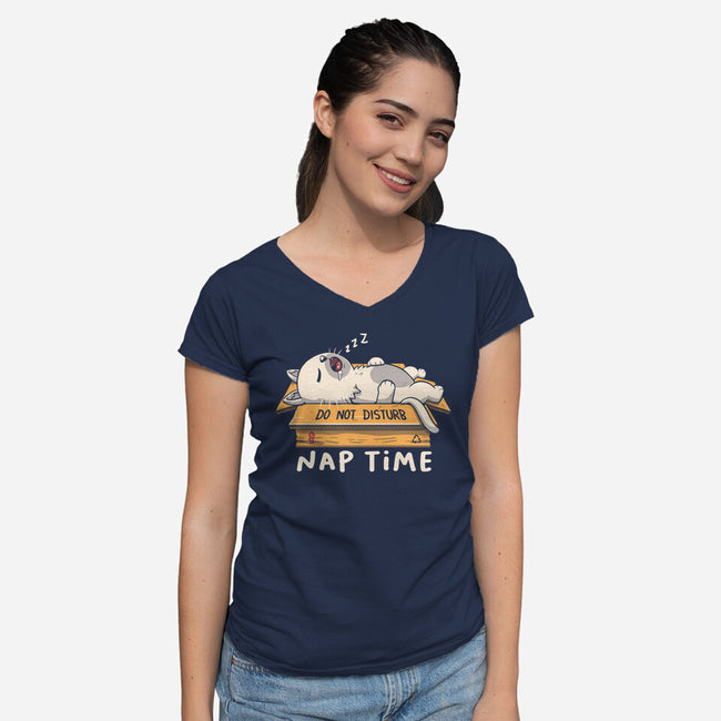 Nap Time Do Not Disturb-Womens-V-Neck-Tee-koalastudio