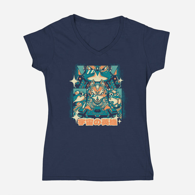 Galaxy Heroes-Womens-V-Neck-Tee-1Wing