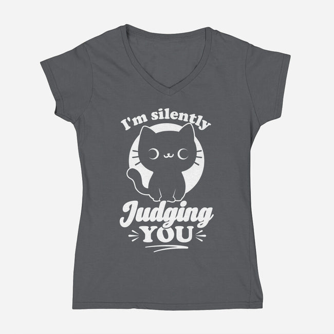 Cat Judges You-Womens-V-Neck-Tee-Studio Mootant