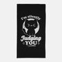 Cat Judges You-None-Beach-Towel-Studio Mootant