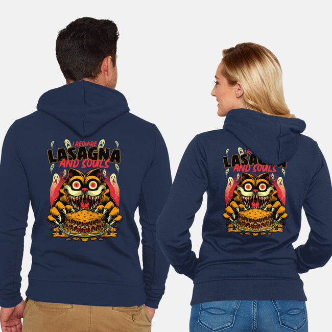 Creepy Cat Lasagna-Unisex-Zip-Up-Sweatshirt-Studio Mootant