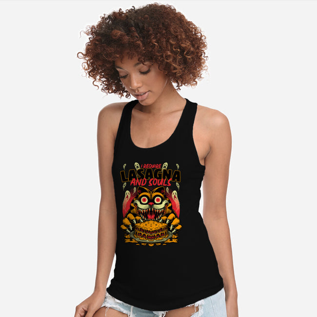 Creepy Cat Lasagna-Womens-Racerback-Tank-Studio Mootant