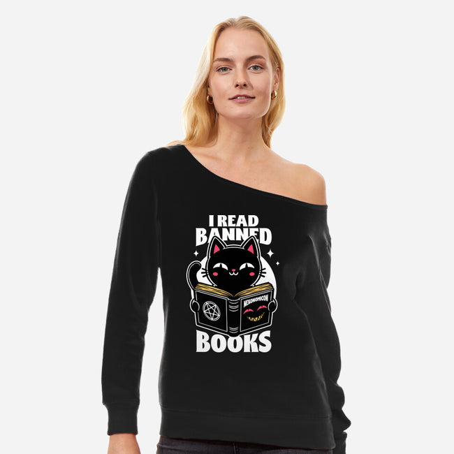 Cat Book Necronomicon-Womens-Off Shoulder-Sweatshirt-Studio Mootant