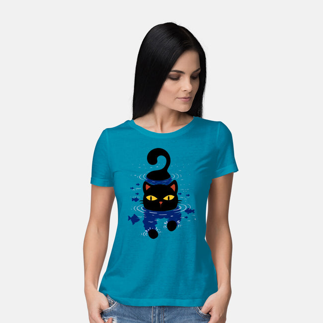 Paws In Water-Womens-Basic-Tee-erion_designs