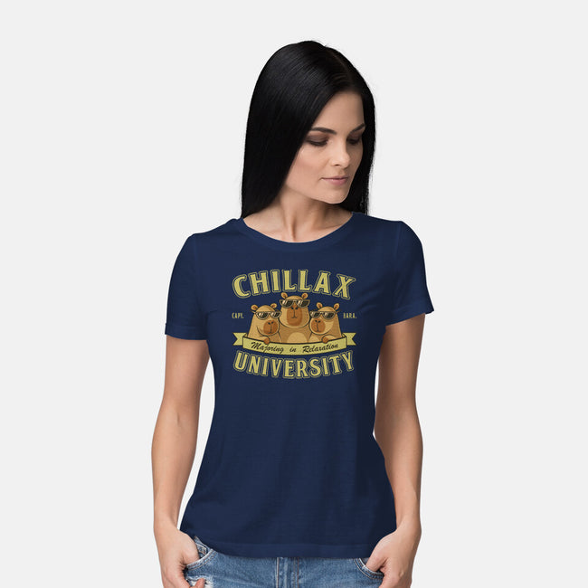 Chillax University-Womens-Basic-Tee-erion_designs