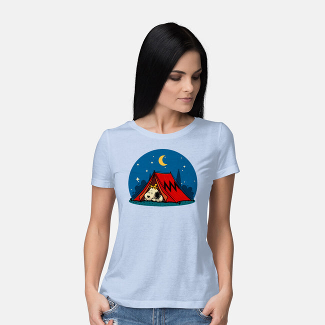 Beagle Camping-Womens-Basic-Tee-erion_designs