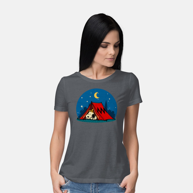 Beagle Camping-Womens-Basic-Tee-erion_designs