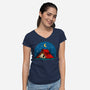 Beagle Camping-Womens-V-Neck-Tee-erion_designs