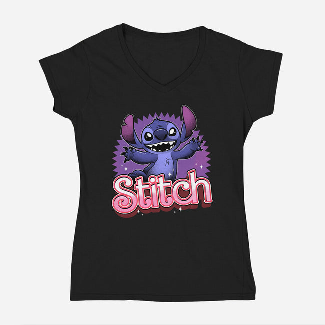 Stitch-Womens-V-Neck-Tee-Astrobot Invention