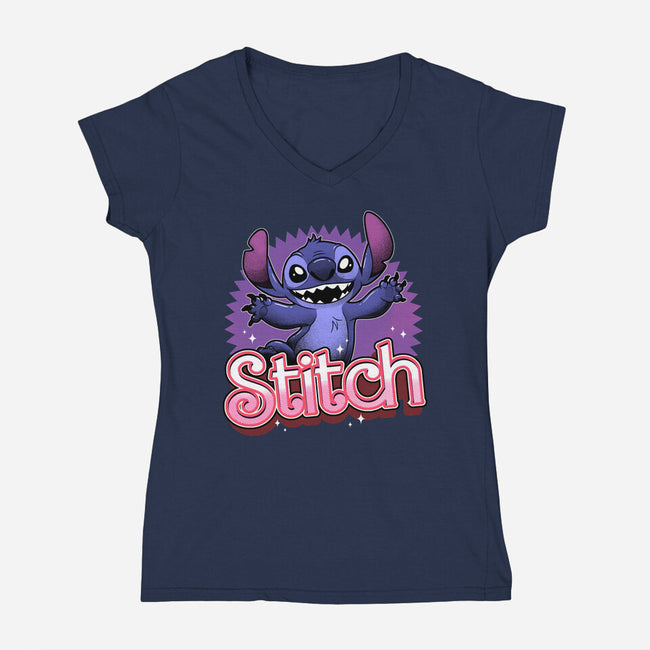 Stitch-Womens-V-Neck-Tee-Astrobot Invention