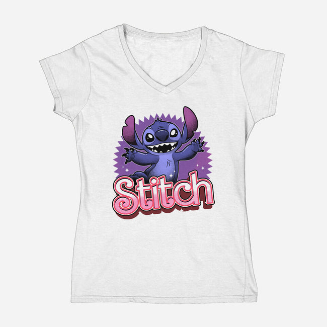 Stitch-Womens-V-Neck-Tee-Astrobot Invention