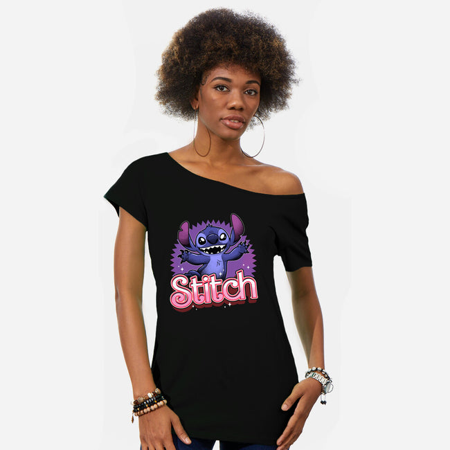 Stitch-Womens-Off Shoulder-Tee-Astrobot Invention