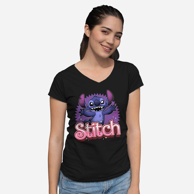 Stitch-Womens-V-Neck-Tee-Astrobot Invention