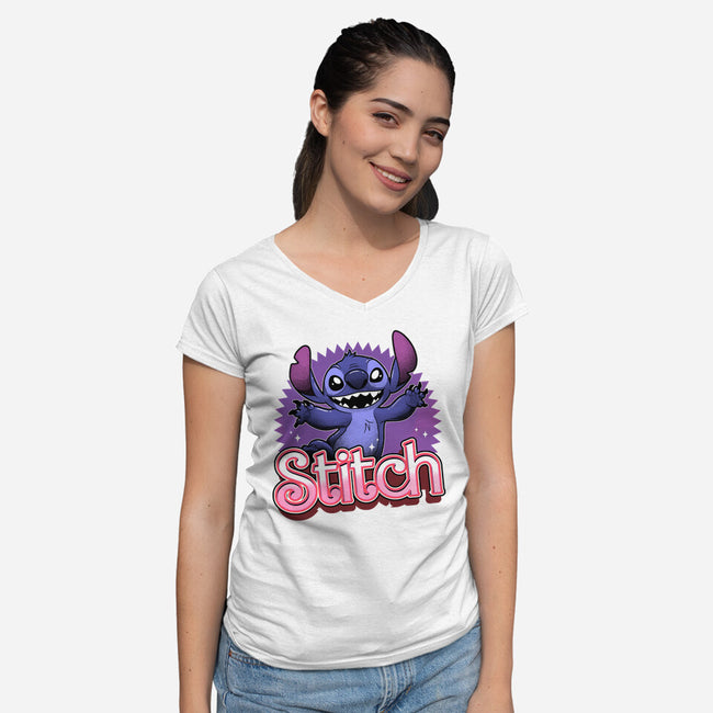 Stitch-Womens-V-Neck-Tee-Astrobot Invention