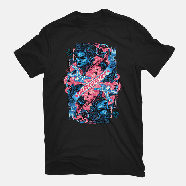 Teleportation Card-Womens-Basic-Tee-glitchygorilla