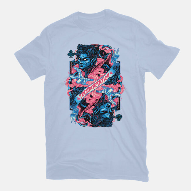 Teleportation Card-Womens-Basic-Tee-glitchygorilla