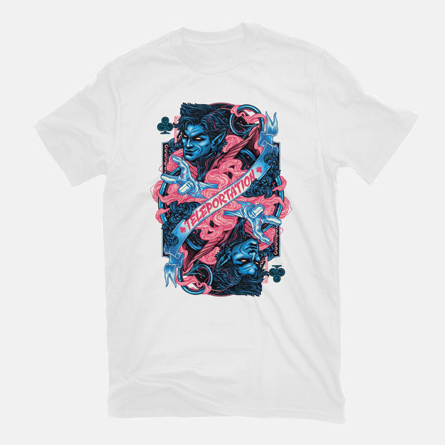 Teleportation Card-Womens-Basic-Tee-glitchygorilla