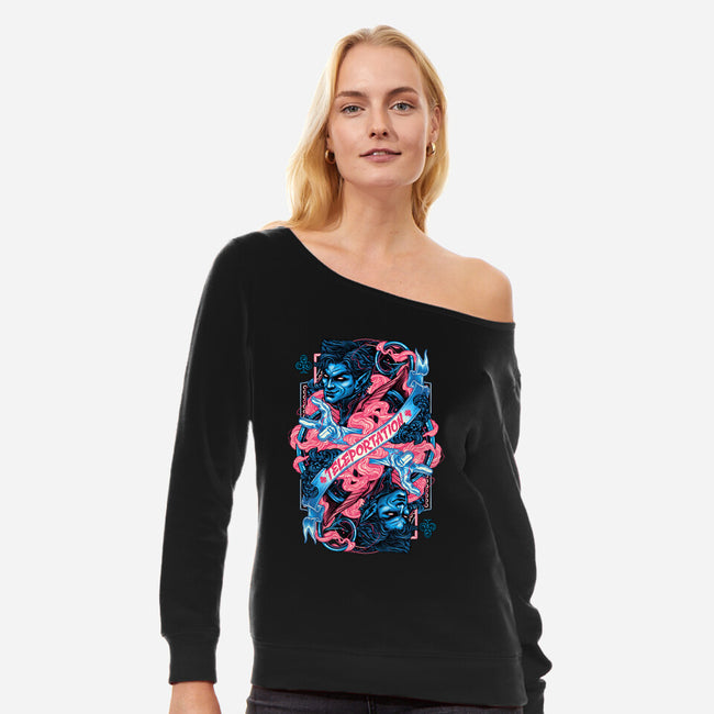 Teleportation Card-Womens-Off Shoulder-Sweatshirt-glitchygorilla