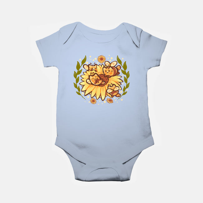 Sunflower Cat Bee-Baby-Basic-Onesie-TechraNova