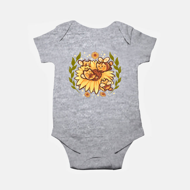 Sunflower Cat Bee-Baby-Basic-Onesie-TechraNova