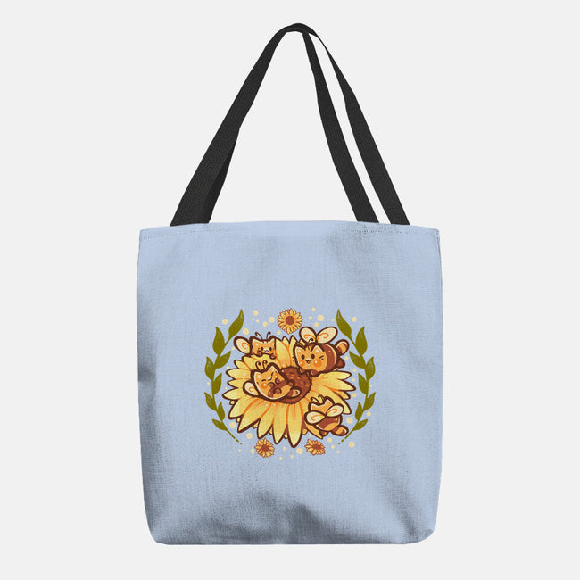 Sunflower Cat Bee-None-Basic Tote-Bag-TechraNova