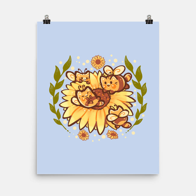 Sunflower Cat Bee-None-Matte-Poster-TechraNova