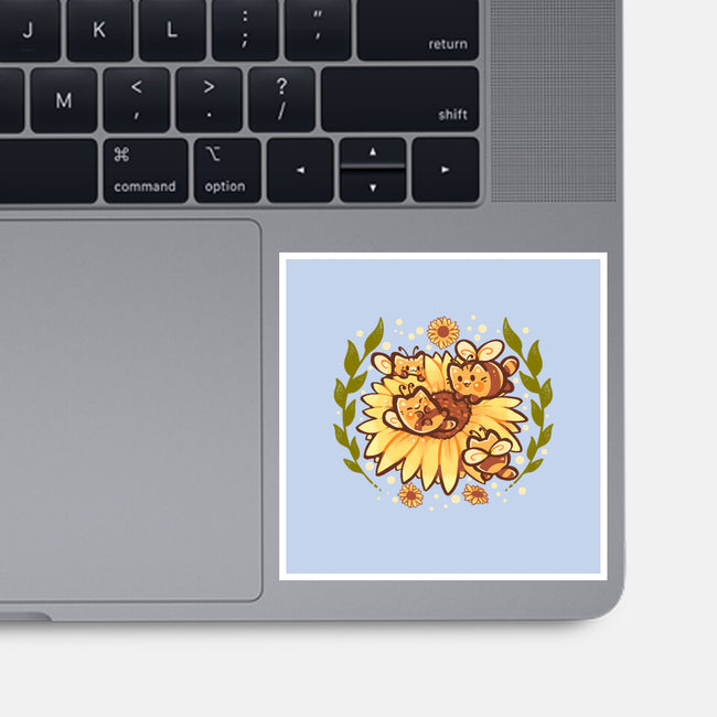 Sunflower Cat Bee-None-Glossy-Sticker-TechraNova