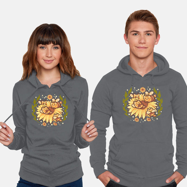 Sunflower Cat Bee-Unisex-Pullover-Sweatshirt-TechraNova