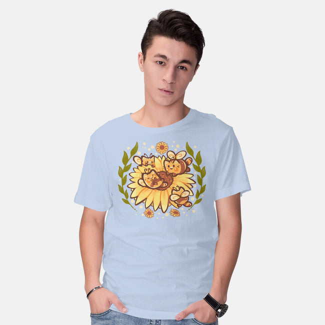 Sunflower Cat Bee-Mens-Basic-Tee-TechraNova