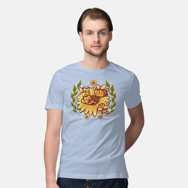 Sunflower Cat Bee-Mens-Premium-Tee-TechraNova