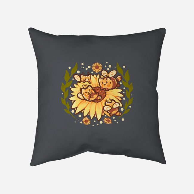 Sunflower Cat Bee-None-Removable Cover w Insert-Throw Pillow-TechraNova