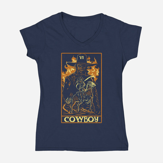 Cowboy Tarot Card-Womens-V-Neck-Tee-naomori