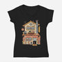 Ramen Neko House-Womens-V-Neck-Tee-vp021