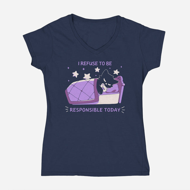 I Refuse To Be Responsible-Womens-V-Neck-Tee-yumie