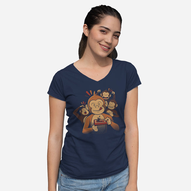 Monkey Business-Womens-V-Neck-Tee-tobefonseca