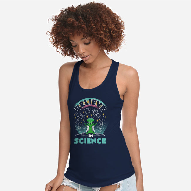 Believe In Science Alien-Womens-Racerback-Tank-tobefonseca