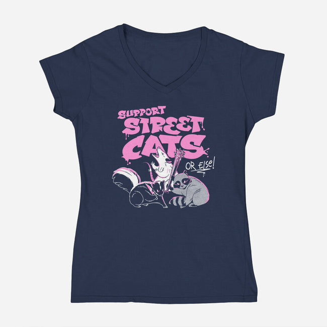 Support Street Cats Or Else-Womens-V-Neck-Tee-tobefonseca