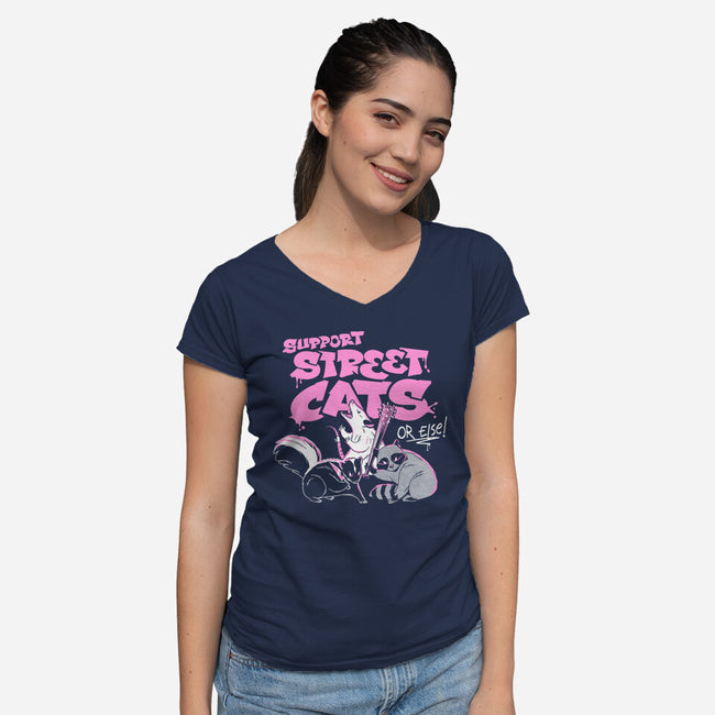 Support Street Cats Or Else-Womens-V-Neck-Tee-tobefonseca