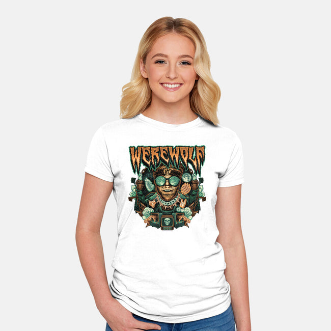 Punk Wolf-Womens-Fitted-Tee-glitchygorilla