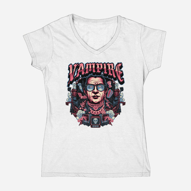 Punk Vampire-Womens-V-Neck-Tee-glitchygorilla