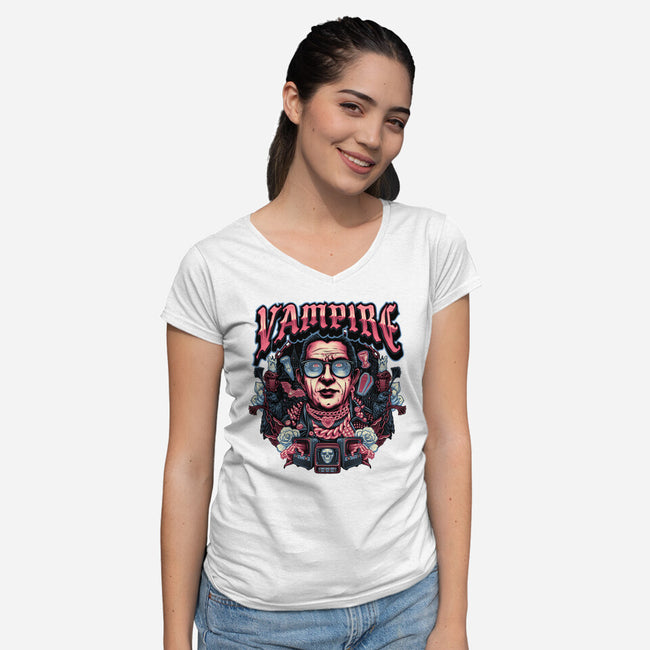 Punk Vampire-Womens-V-Neck-Tee-glitchygorilla