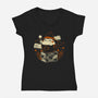 Cute Witch Frog-Womens-V-Neck-Tee-xMorfina