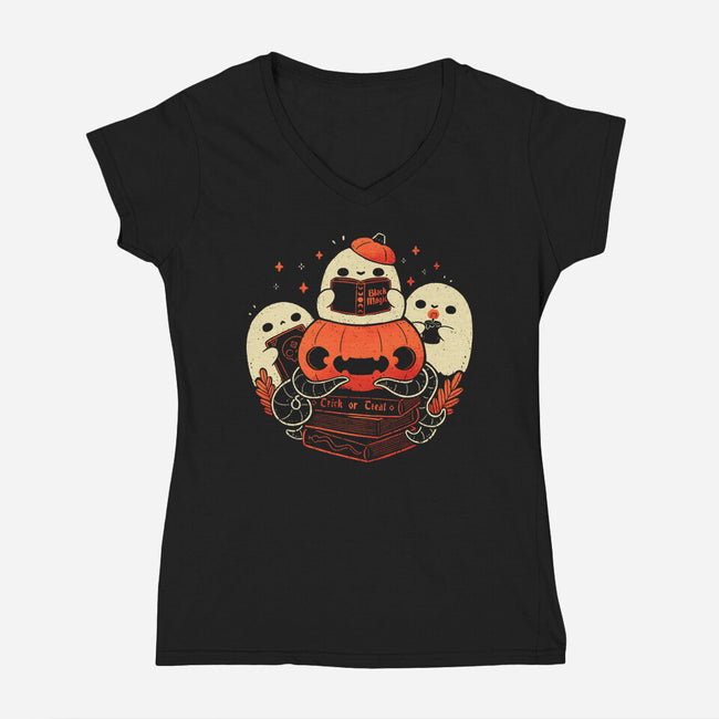 Ghost Book Club-Womens-V-Neck-Tee-xMorfina