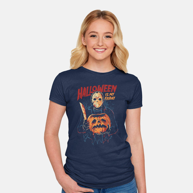 Halloween Is My Friday-Womens-Fitted-Tee-eduely