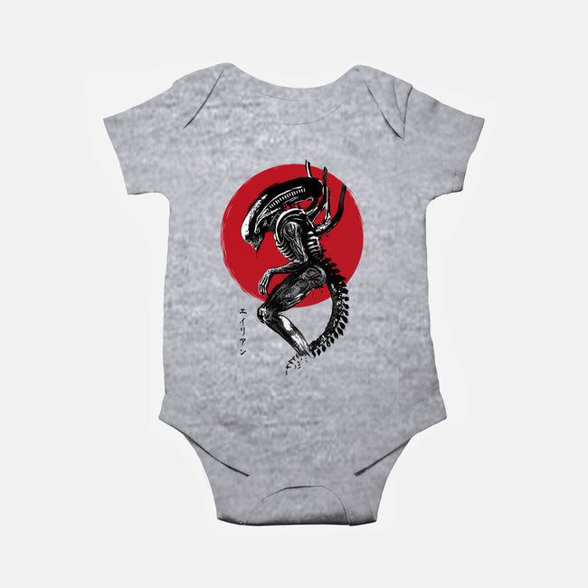 Xenomorph Sumi-e-Baby-Basic-Onesie-DrMonekers