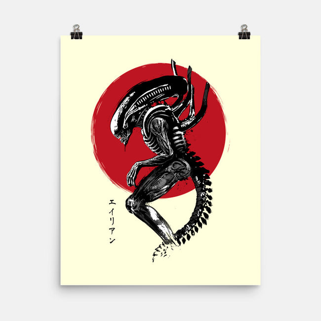 Xenomorph Sumi-e-None-Matte-Poster-DrMonekers