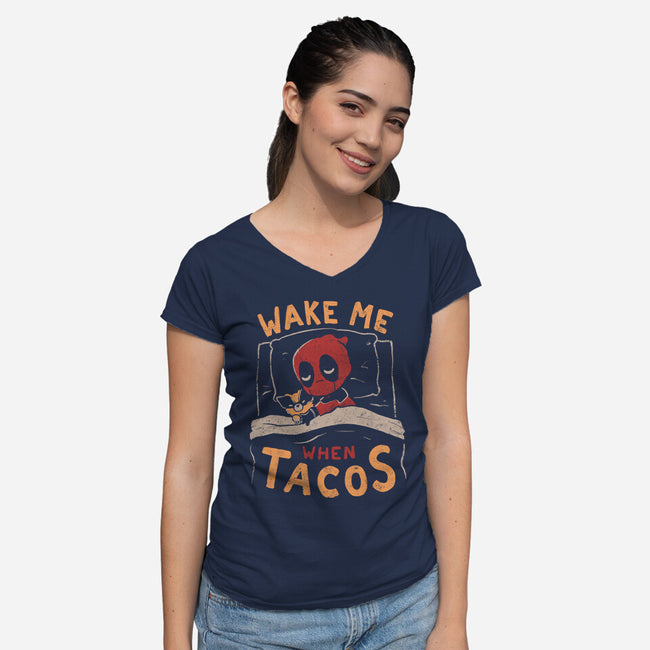 Wake Me When Tacos-Womens-V-Neck-Tee-Arigatees