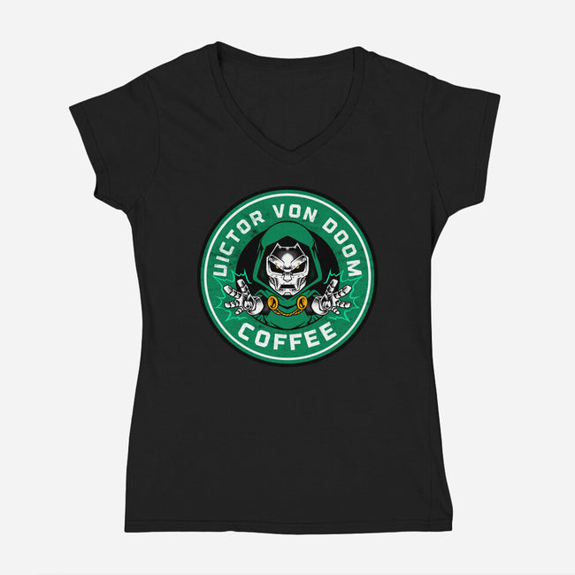 Surprise Coffee-Womens-V-Neck-Tee-spoilerinc