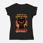 Creepy Cat Buys Souls-Womens-V-Neck-Tee-Studio Mootant